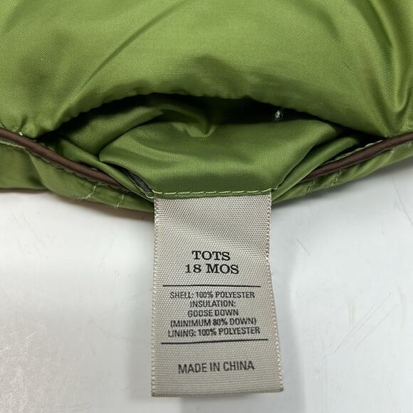 REI Infant Toddler Boy's Green & Brown Down Zip Vest Size 18 Months - Picture 9 of 12